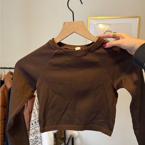 Aerie Chocolate Ribbed Crop Top